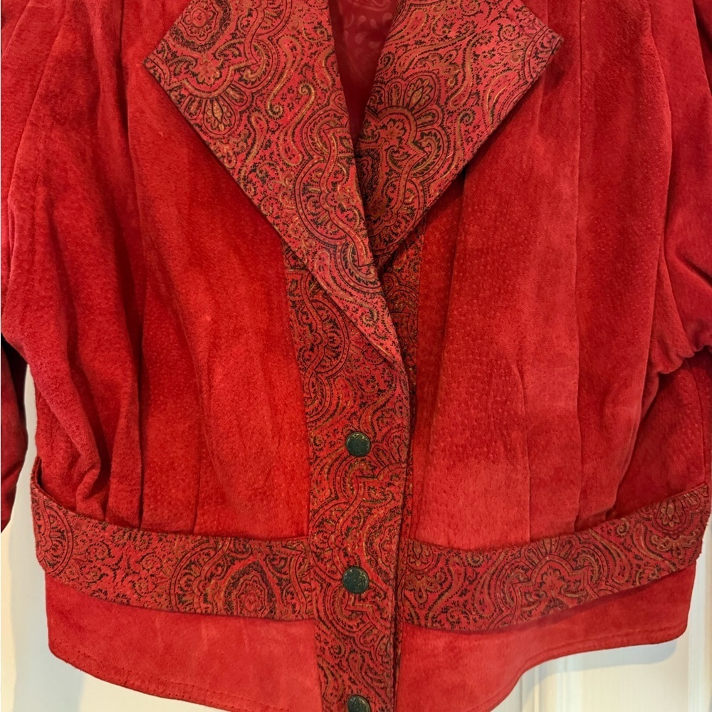 Vintage red suede Georgio Ferrini 1980s women’s jacket size large - Picture 6 of 11